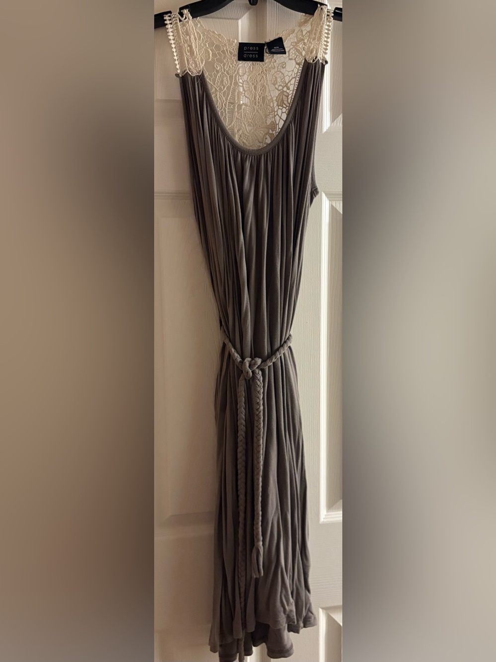 Midi Dress in Gray — Women's  Gathered Style Dress for Casual to the Beach!!!